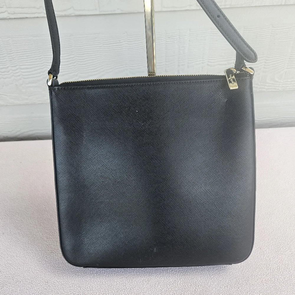 Kate Spade Sadie North South Crossbody Purse Black Leather Square